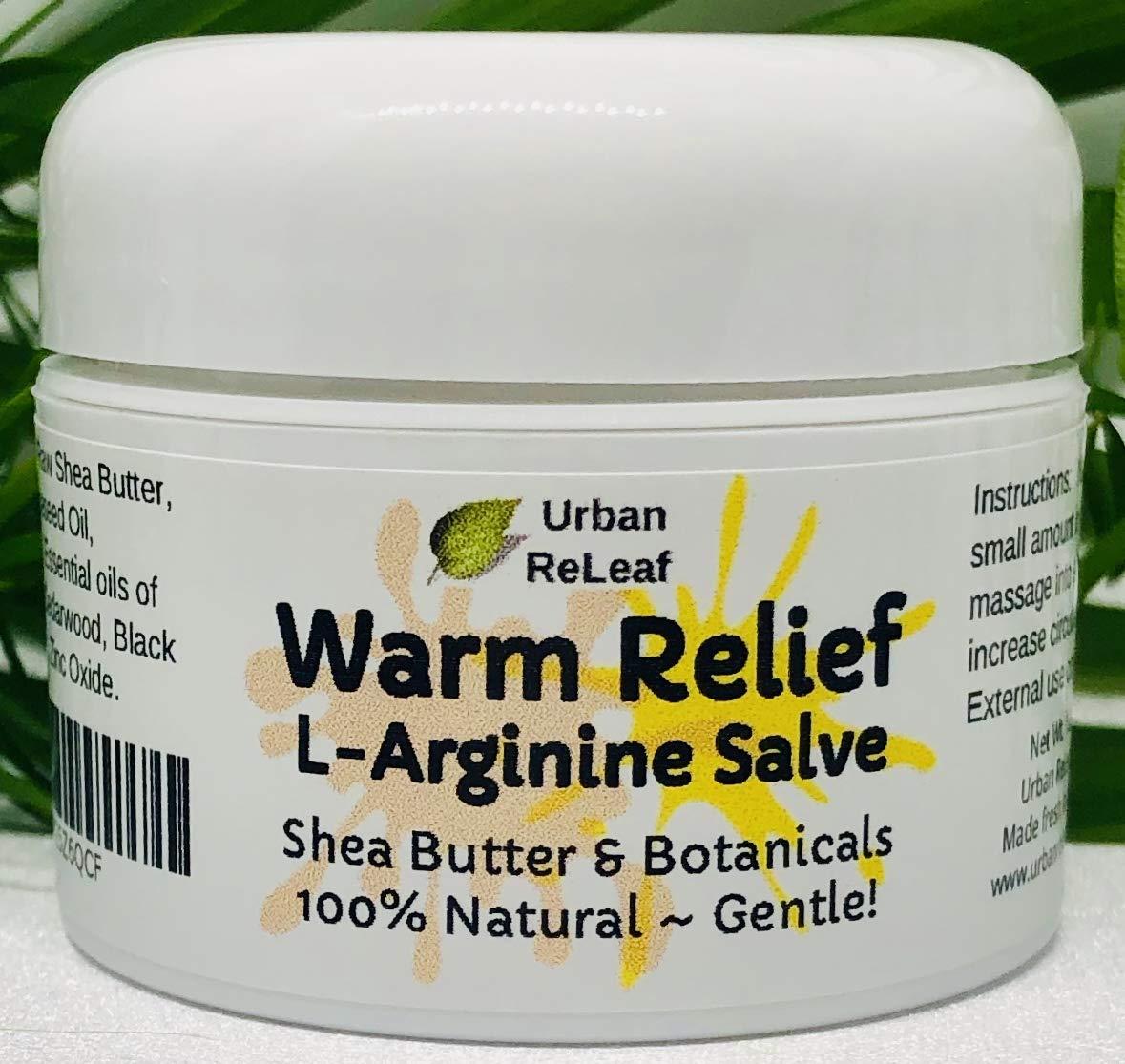Urban ReLeaf Urban ReLeaf Warm Relief L-Arginine Salve ! Shea Butter & Botanicals, 100% Natural. Gentle Circulation Warming Massage Cream.