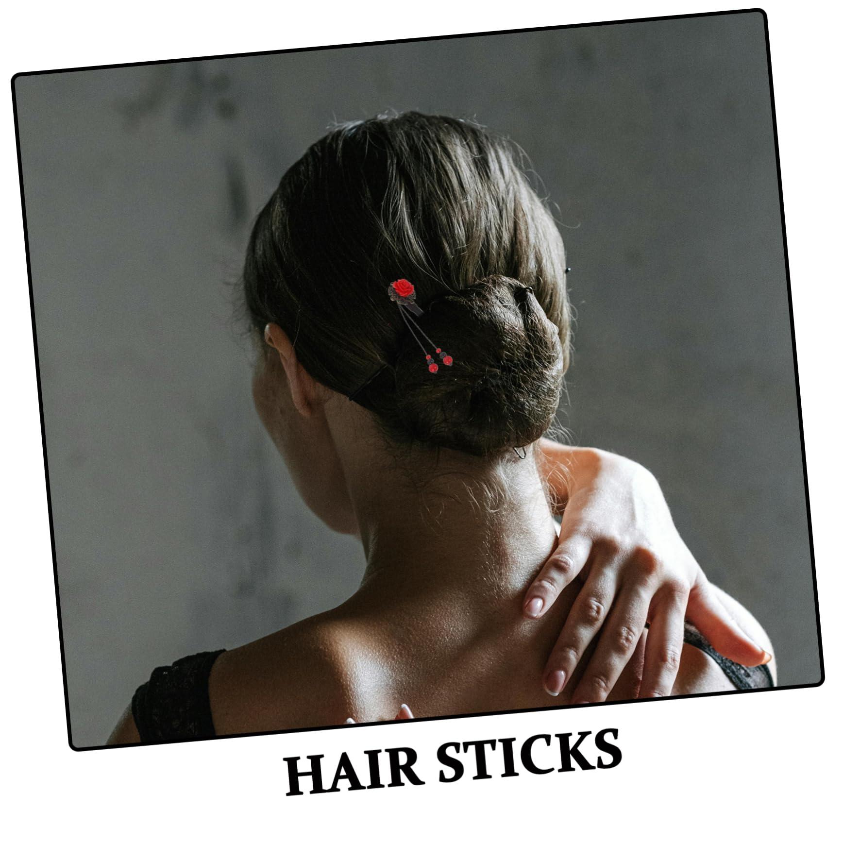 NOLITOY NOLITOY 2 Hair Chopsticks Chinese Hair Sticks Flower Hair Pins Hair Clips for Buns for Parties