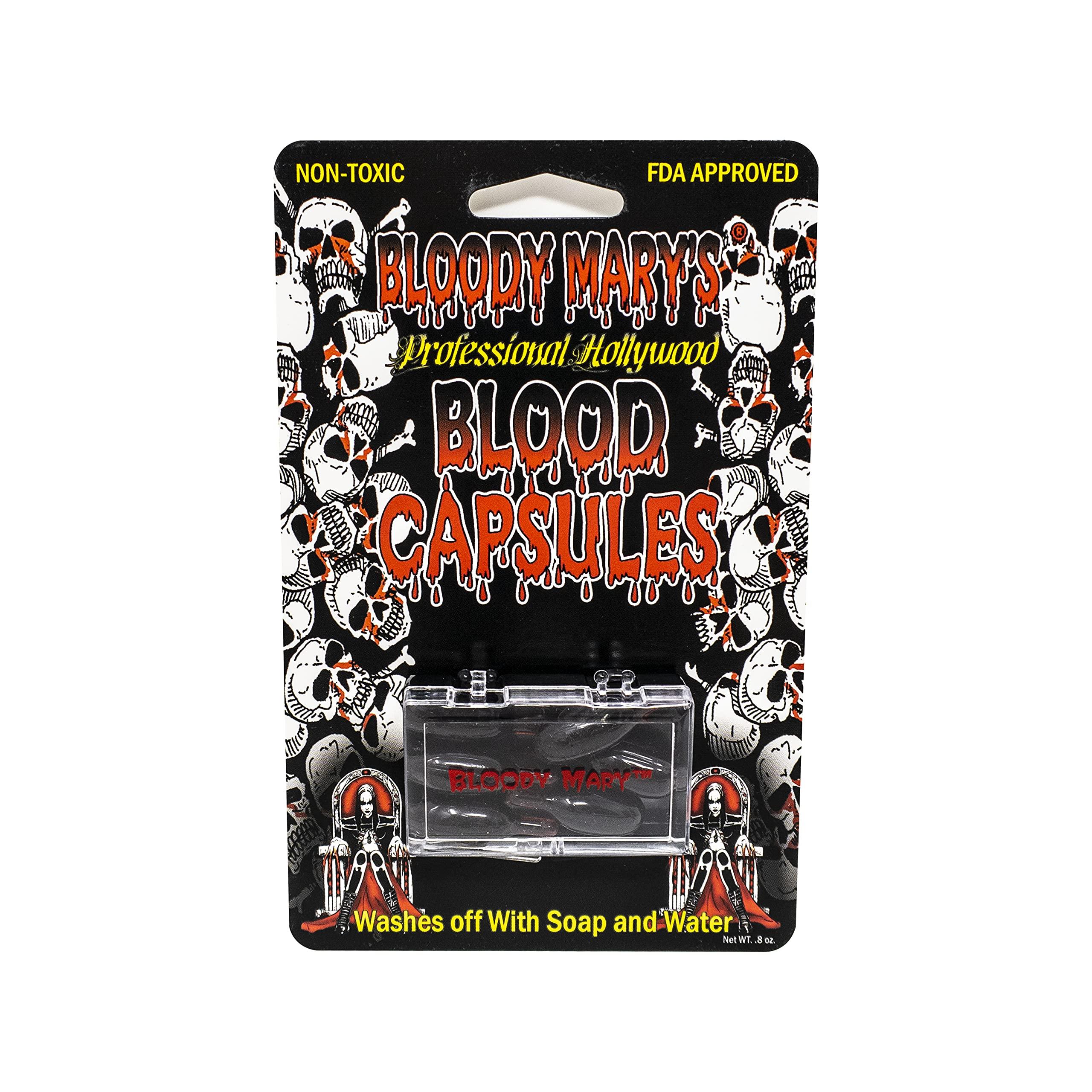 Bloody Mary Bloody Mary's Professional Hollywood Fake Blood Capsules Vampire FX Special Effects Horror Halloween (6 PACK)