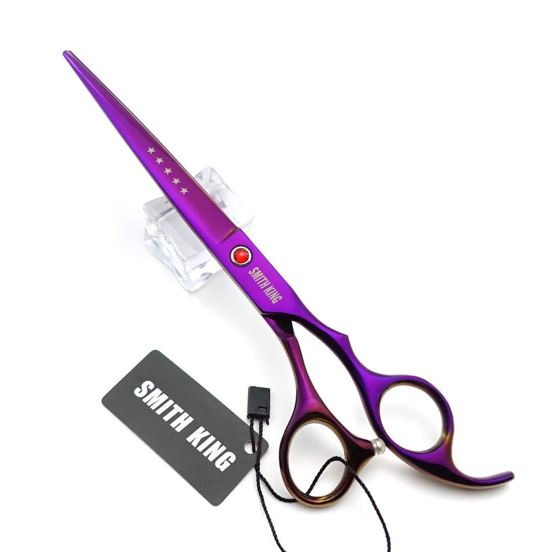 Smithking 7.0 Inches Professional hair cutting thinning scissors set with razor (Violet)