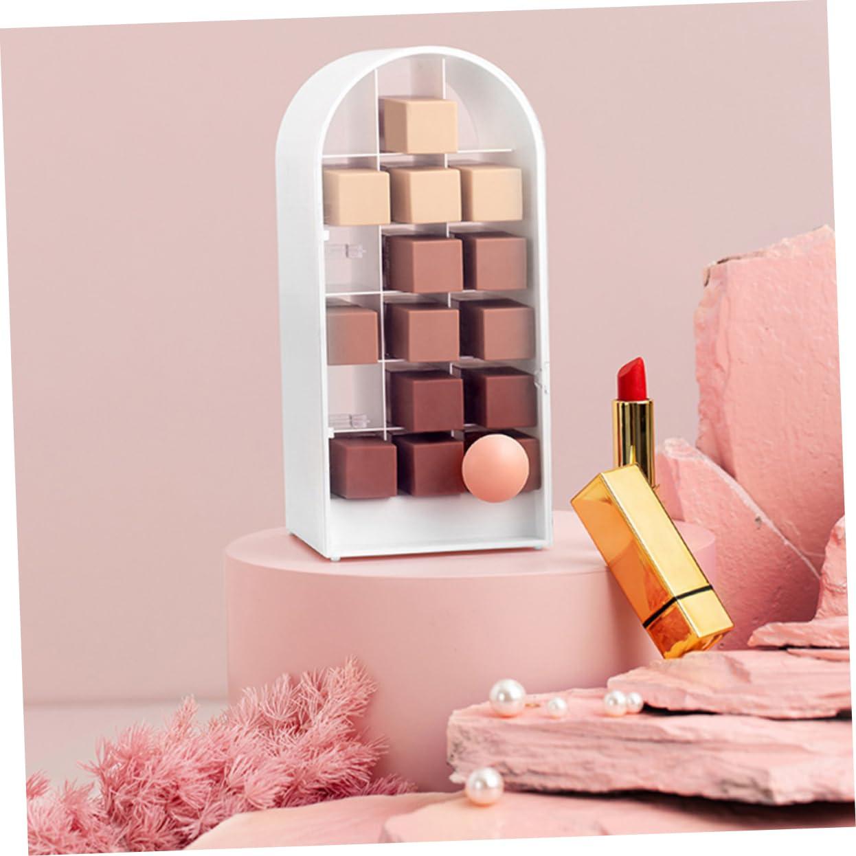 Baluue Baluue 1pc Lipstick Storage Box Lip Gloss Stand Desktop Cosmetic Makeup Display Rack Cosmetic Display Cases Clear Cosmetic Makeup Organizer Lipstick Holders and Organizers White Abs