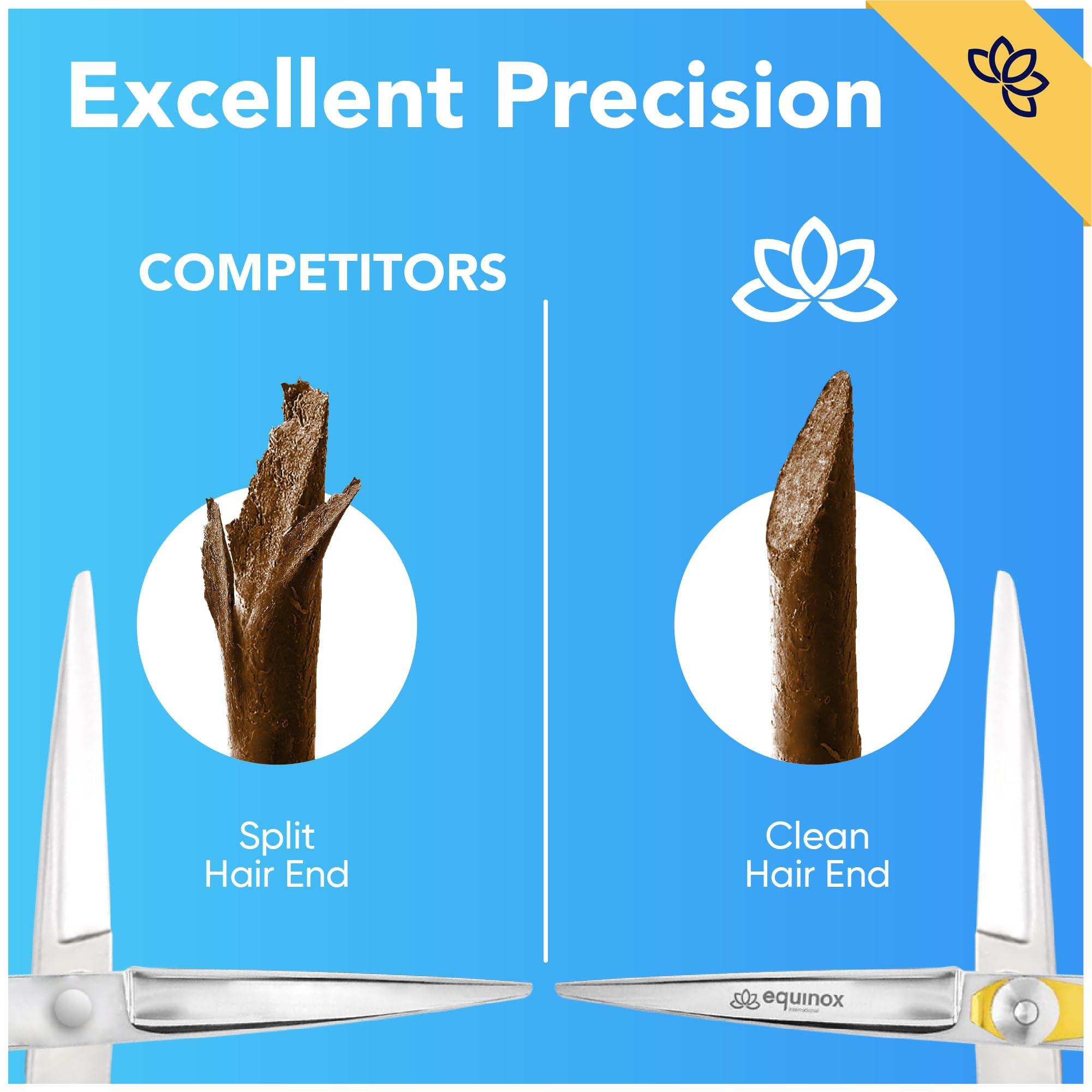 Equinox International Equinox Razor Edge Series Professional Hair Scissors - 5.5 Premium Japanese Stainless Steel Hair Cutting Scissors, Hair Shears for Hair Cutting, Barber Accessories & Hair Salon Supplies - Silver