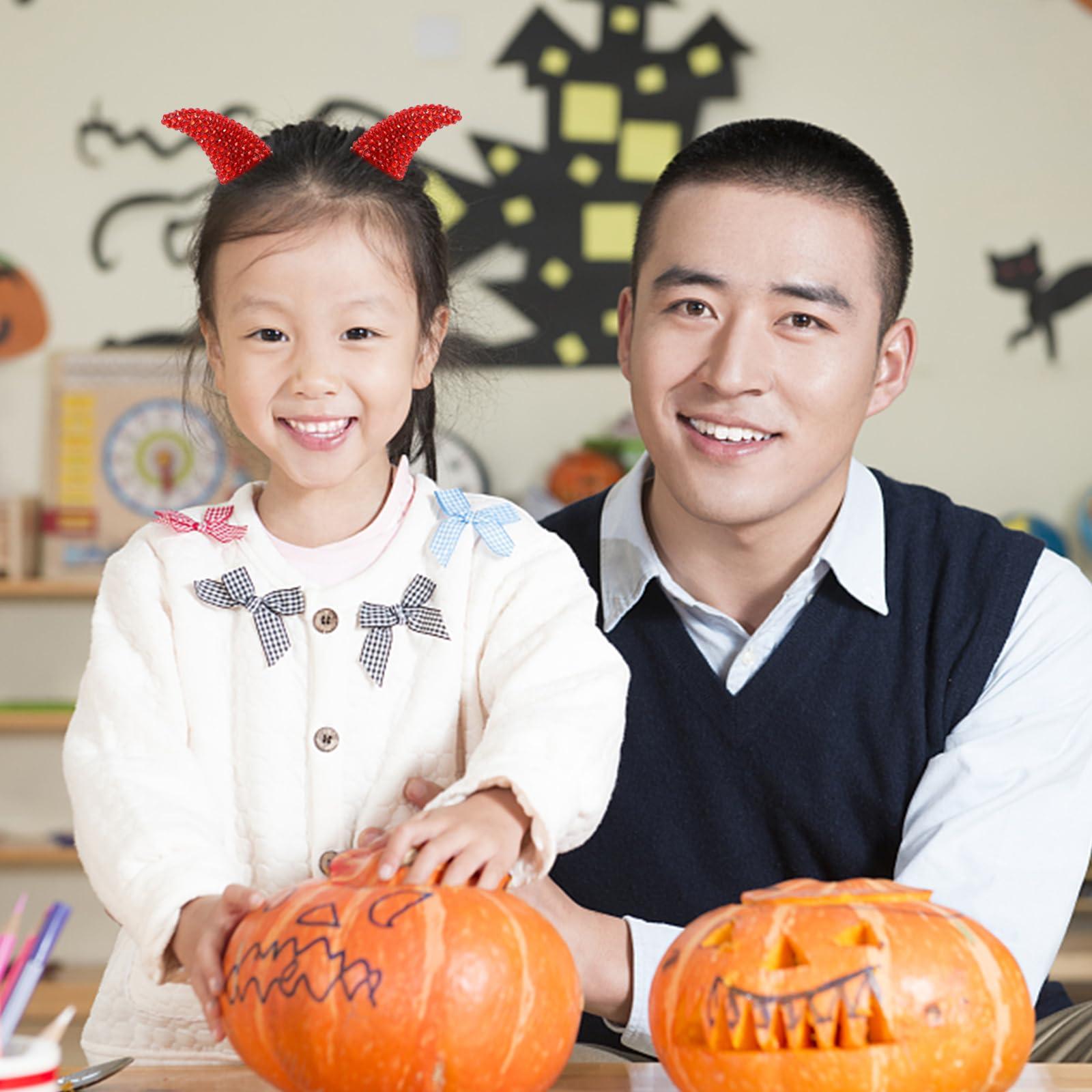 Healvian Healvian Halloween Devil Horns Hair Clip, Hair Clips Devil Halloween Head Prop,Halloween Red Horn Hairpins,Vampire Devil Headdress Halloween Dress Up Cosplay Costume