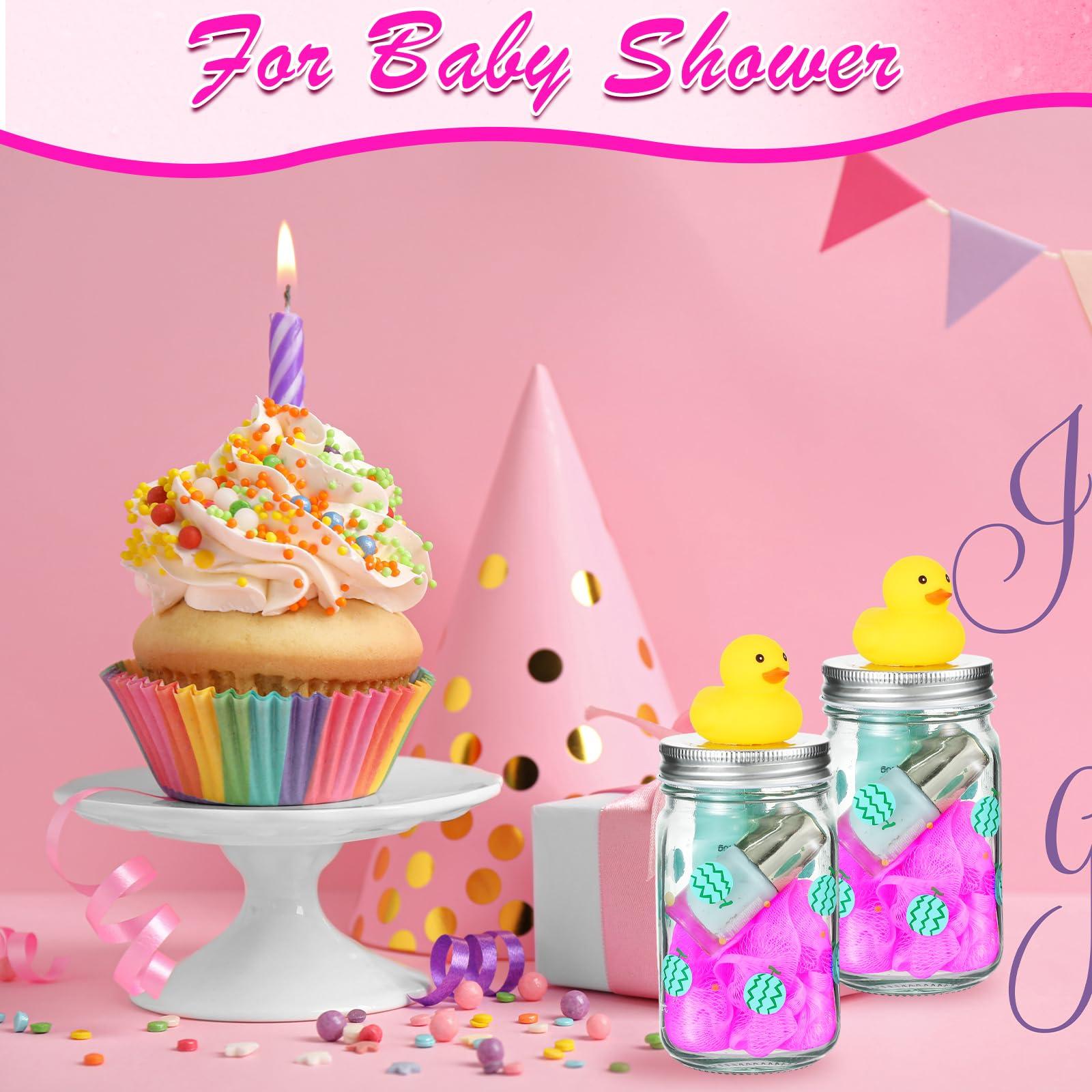 Shellwei Shellwei 24 Pcs 3 Inch Mini Loofah Travel Size Bulk Shower Sponge Pouf Mesh for Women Kids Men Exfoliating Body Scrubber Baby Shower Favor(Rose Red)