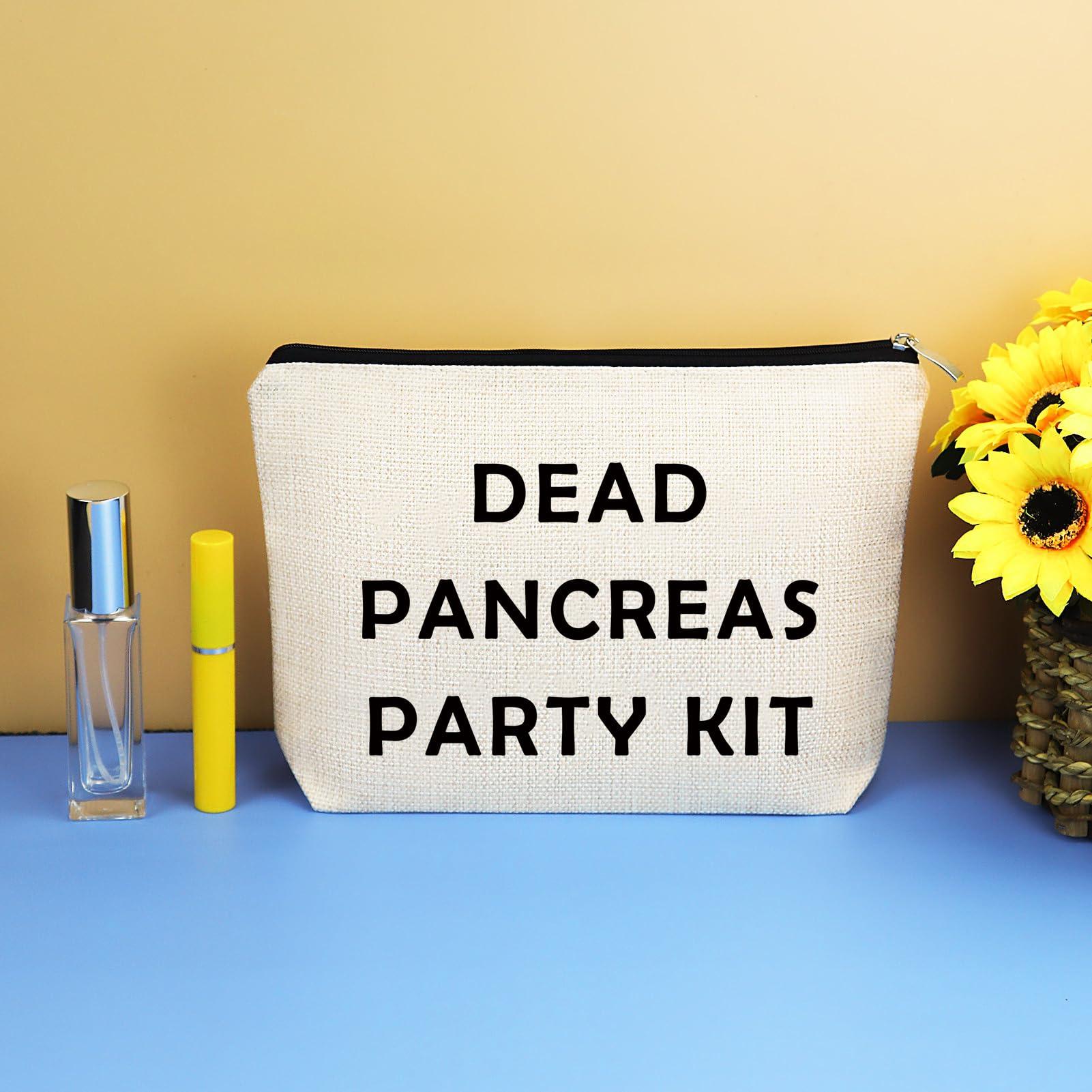 Mikela Diabetic Gifts Dead Pancreas Party Kit Bag Diabetic Travel Bag Pouch Diabetic Gift for Grandma Grandpa Mom Dad Christmas Birthday Gift Diabetic Supplies Makeup Cosmetic Bag Diabetes Awareness Gifts
