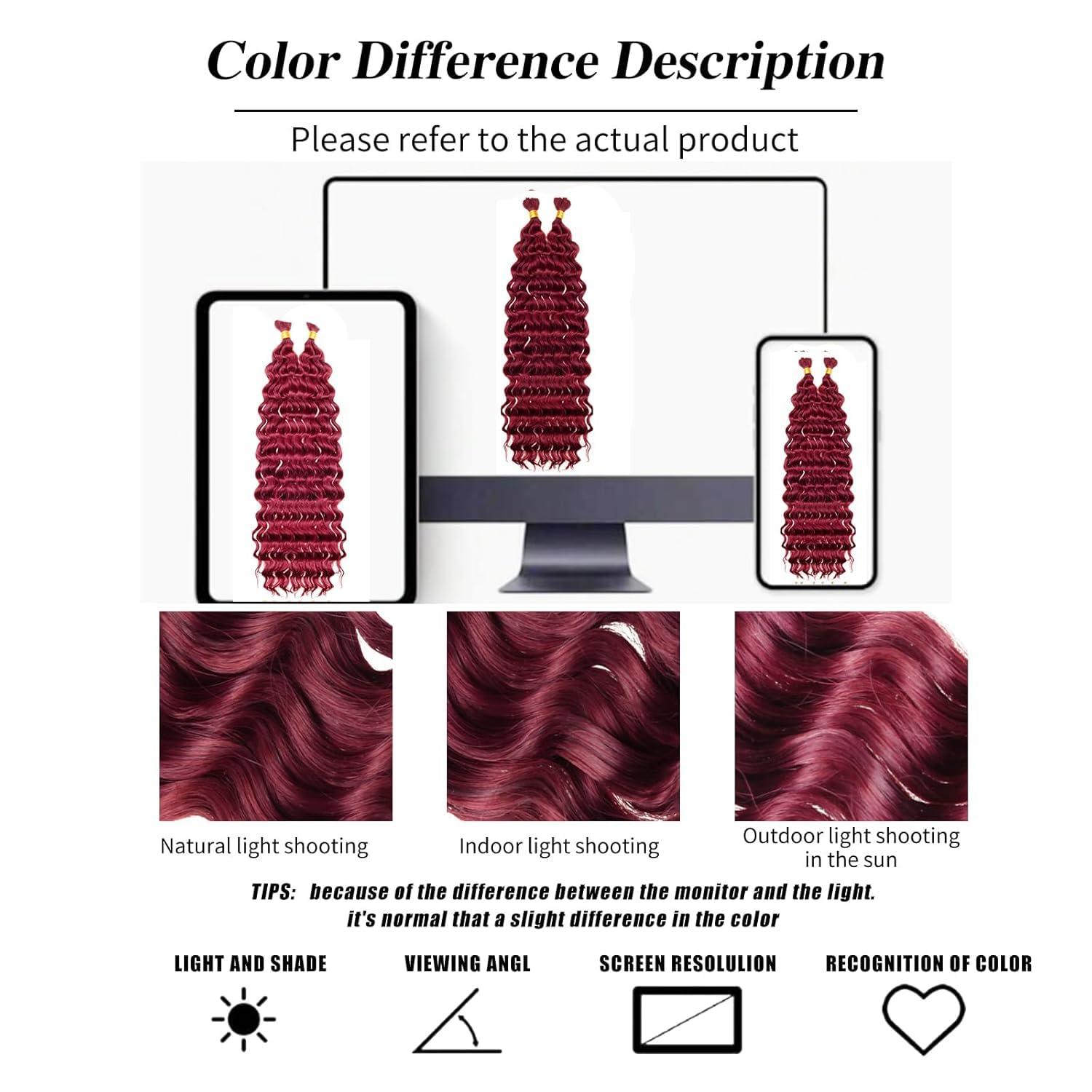 SUYIAPIY SUYIAPIY Boho Hair for Braiding Deep Wave Bulk Hair for Braiding Curly Braiding Hair Wet and Wavy Braiding Hair Deep Water Wave Braiding Hair Extensions (Bug#, 18 inch,8pack)