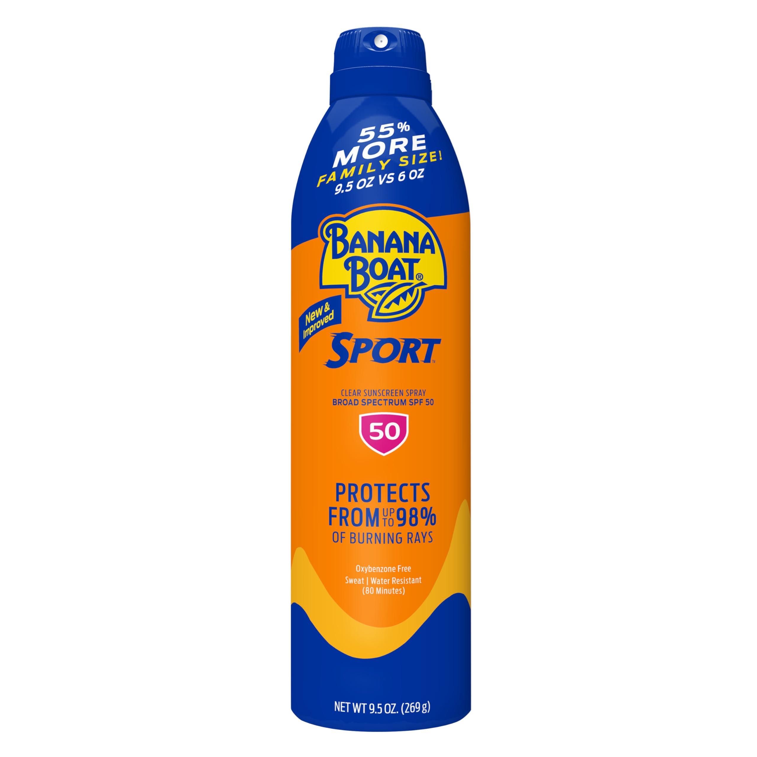 Banana Boat Banana Boat Sport Ultra SPF 50 Sunscreen Spray, 9.5oz | Banana Boat Sunscreen Spray SPF 50, Oxybenzone Free Sunscreen, Spray On Sunscreen, Water Resistant Sunscreen, Family Size Sunscreen, 9.5oz
