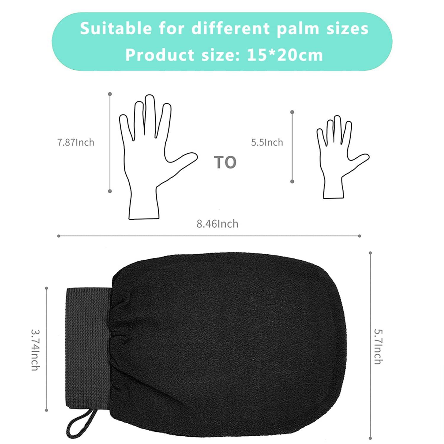 FCLEIH 2Pcs Deep Exfoliating Mitts Microdermabrasion at Home, Exfoliating Gloves Visibly Lift Away Dead Skin, Part of the Best Body Care Kit for Women & Men Exfoliator Tool(Black)