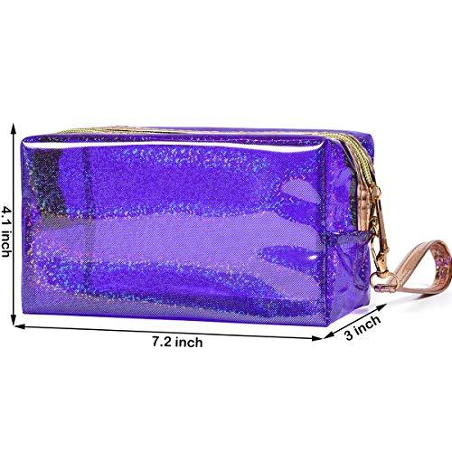 dealcase 3pcs Makeup Bags, Clear Cosmetic Bag for Women Travel, Portable Small Handy Waterproof PU Leather Travel Hanging Organizer Train Case Pencil Pen Multifunction Purse for Women Girls - B Set