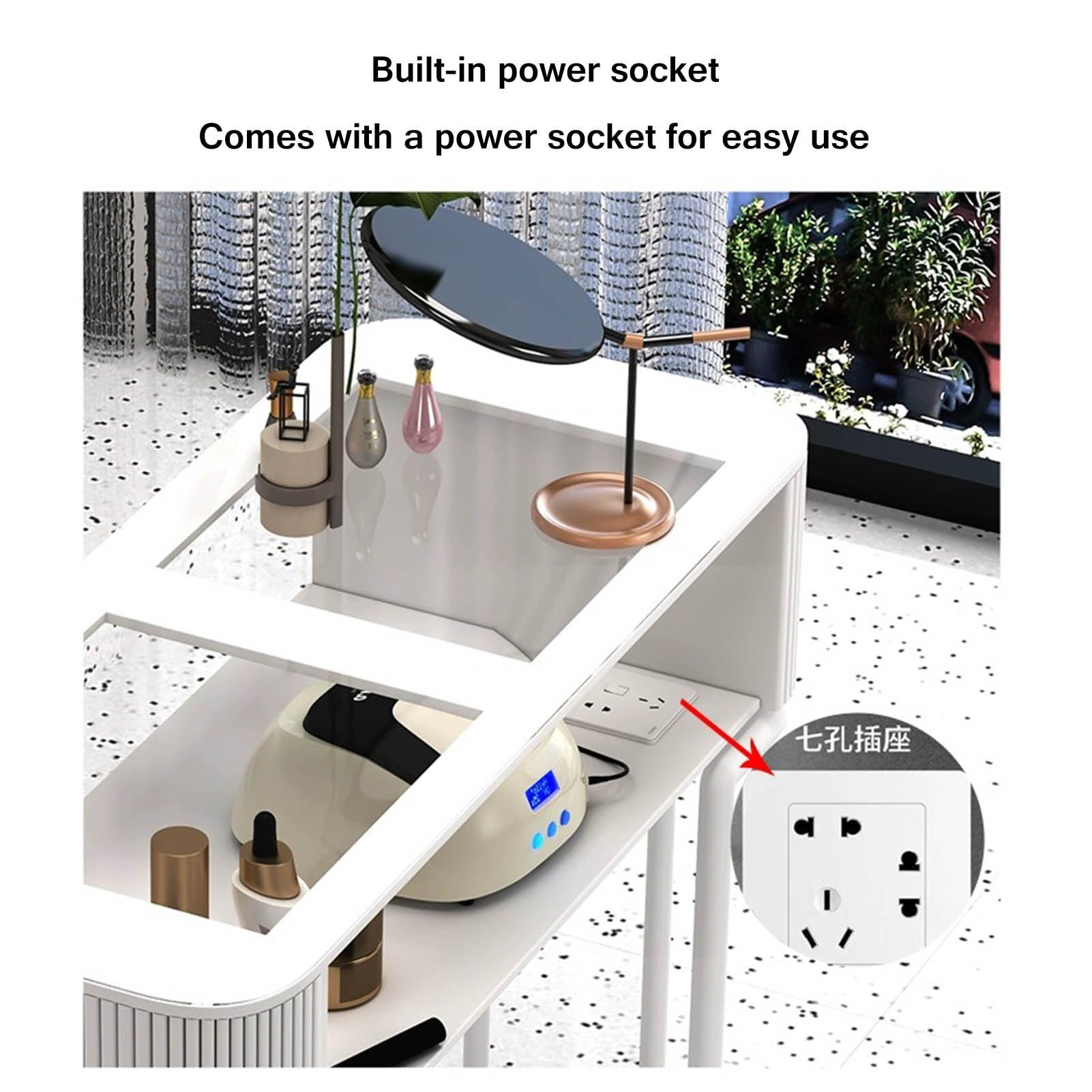 RIYUESHENGHENG RIYUESHENGHENG Nail Beauty Manicure Desk,Modern Professional Manicure Tables Nail Tech Table Station Spa Nail Beauty Salon Workstation with Storage Drawers,Nail Art Equipment for Nail tech