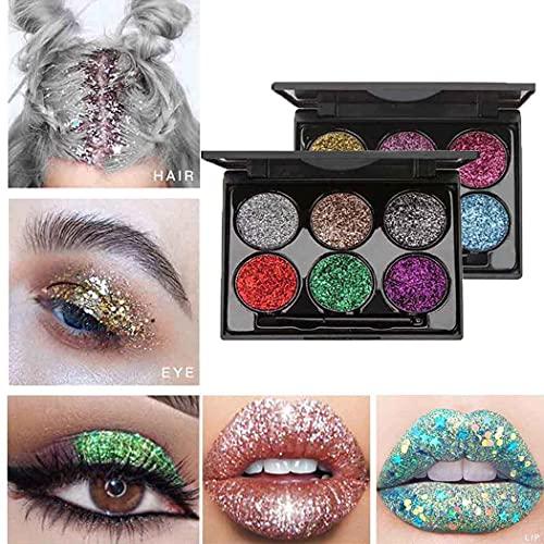 Edanta Edanta Glitter Eyeshadow Shimmer Eyeshadows Palette Metallic Eye Shadow High Pigment 6 Colors Shadow Long Lasting Eyes Makeup for Women and Girls Pack of 1 (B-Multi color)