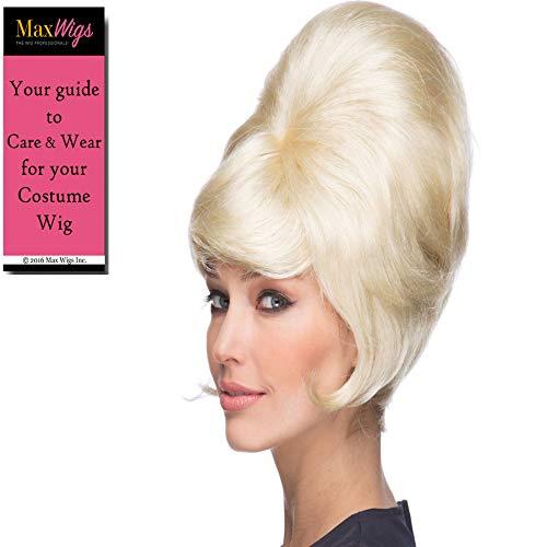 Sepia & MaxWigs Beehive Wig Color Brown - Sepia Wigs B-52 1960s Theater Womans Ladies Beahive Side Curl Motown Dreamgirls Bundle MaxWigs Costume Care Booklet