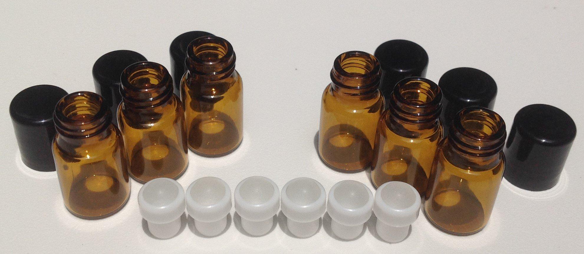 LH 2mlss USA 2ml (5/8 Dram) Mini Roll-On Amber Glass Bottles with GLASS Roller Balls - Refillable Aromatherapy Essential Oil Roll On (36)