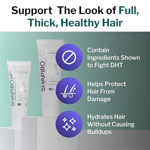 Shapiro MD Hair Growth Experts Hair Loss Shampoo and Conditioner | DHT Fighting Vegan Formula for Thinning Hair Developed by Dermatologists | Experience Healthier, Fuller & Thicker Looking Hair – Shapiro MD | 1-Month Supply