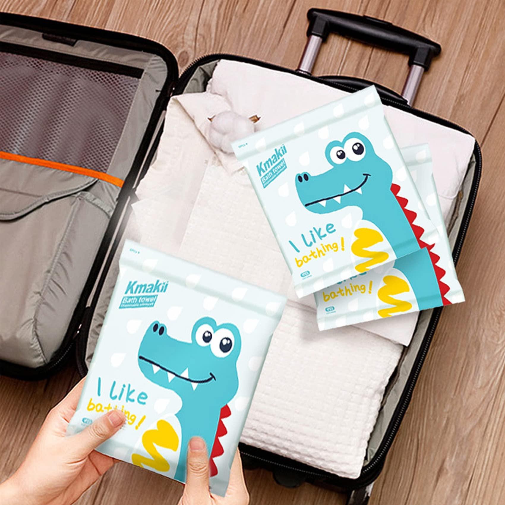 KMAKII KMAKII Disposable Bath Towels Camping Towel Gym Towel Soft Thick and Absorbent Shower Towels for Travel, Hotel, Spa, and Business Trip, White, Large Size 55 x 28 inch, Individually Packed, 12 Count