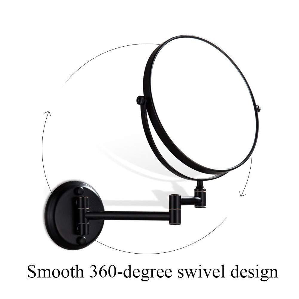 inBEKEA inBEKEA Wall-Mounted Shaving Mirror Black 10X Magnification + Normal 8-Inch Double-Sided Round Bathroom Vanity Mirror Swivel, Extendable
