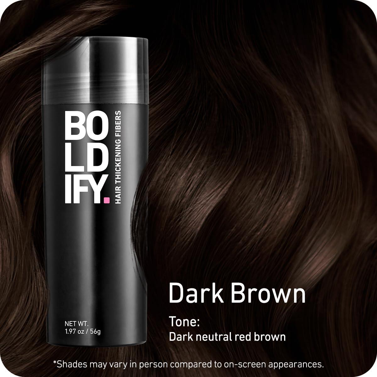 Boldify BOLDIFY Hair Fibers (2 x 56g) - Fill In Thinning and Fine Hair for an Instantly Fuller, Thicker Look - 14 Shades for Women & Men - Dark Brown
