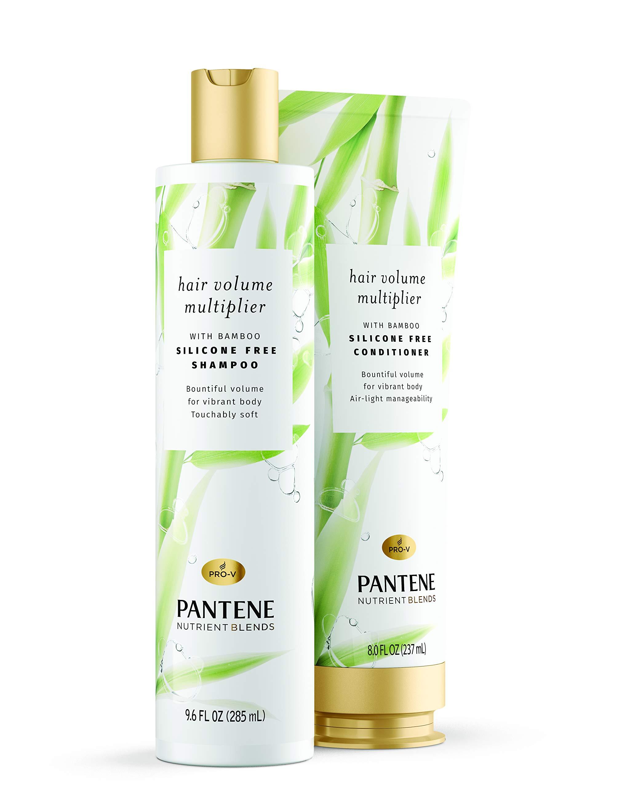 Pantene Pantene Nutrient Blends Bamboo Hair Volume Multiplier Silicone Free Shampoo For Fine, Thin Hair, 9.6 Fl oz, 2.583 Fl oz