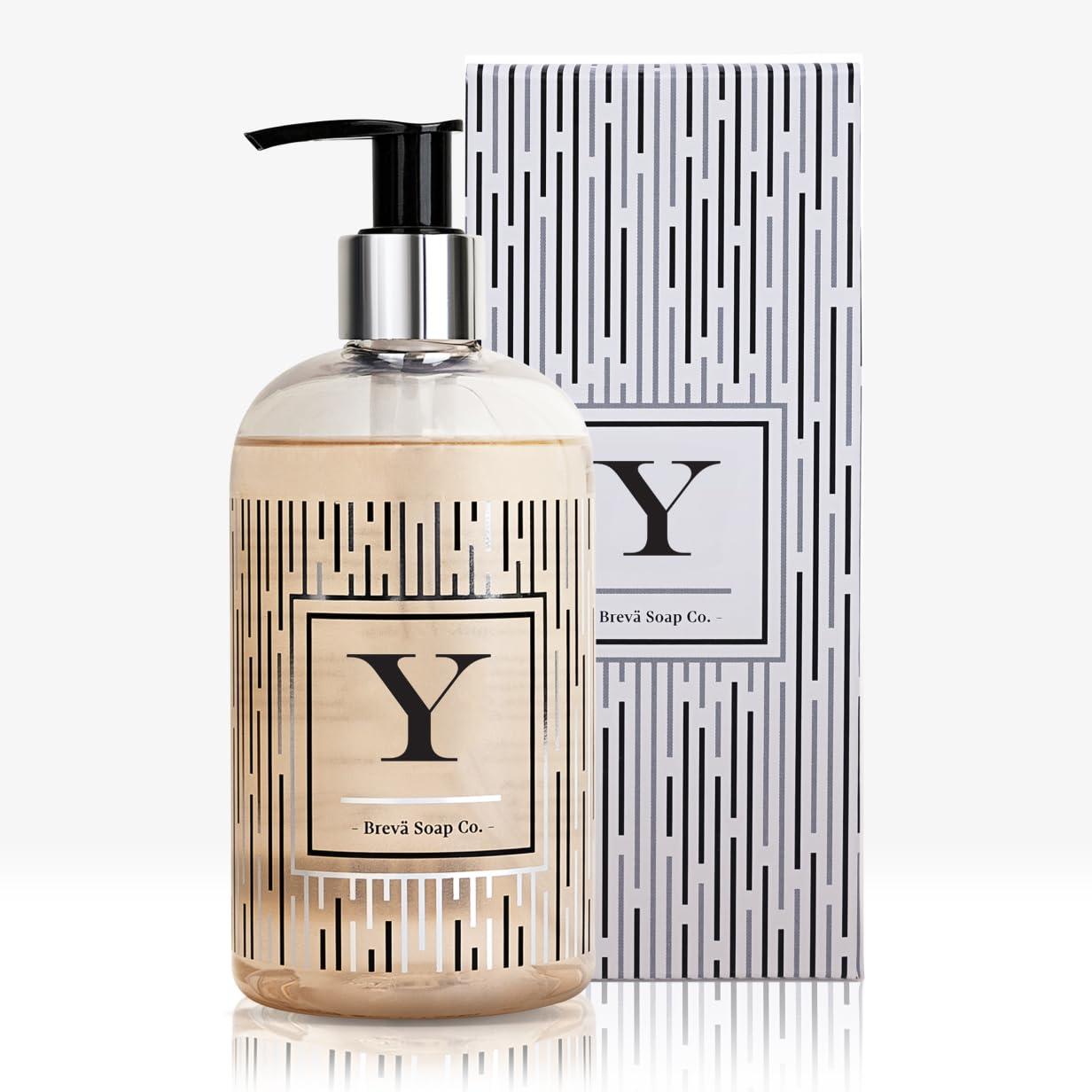 Brev Soap Co. Monogrammed Luxury Liquid Hand Soap | Choose from Letters A to Z | Citrus Bloom Scent | Personalized Foaming Liquid Hand Wash for Bathroom & Kitchen |12 oz - Letter Y