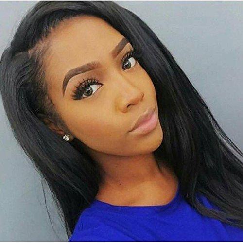 DaJun Wholesale 8" Lace Front Wigs Human Hair With Baby Hair Chinese Virgin Remy Human Hair Natural Straight Color #1 Jet Black