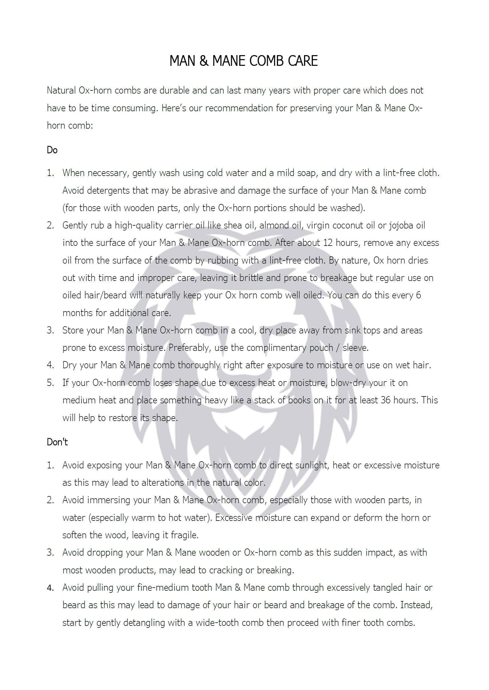 MAN & MANE Premium Natural Ox horn and Sandalwood Beard Comb Dual-Action | Double Sided Beard & Mustache Comb with Black Protective Case | Perfect Grooming Companion & Gift for Men  by Man & Mane