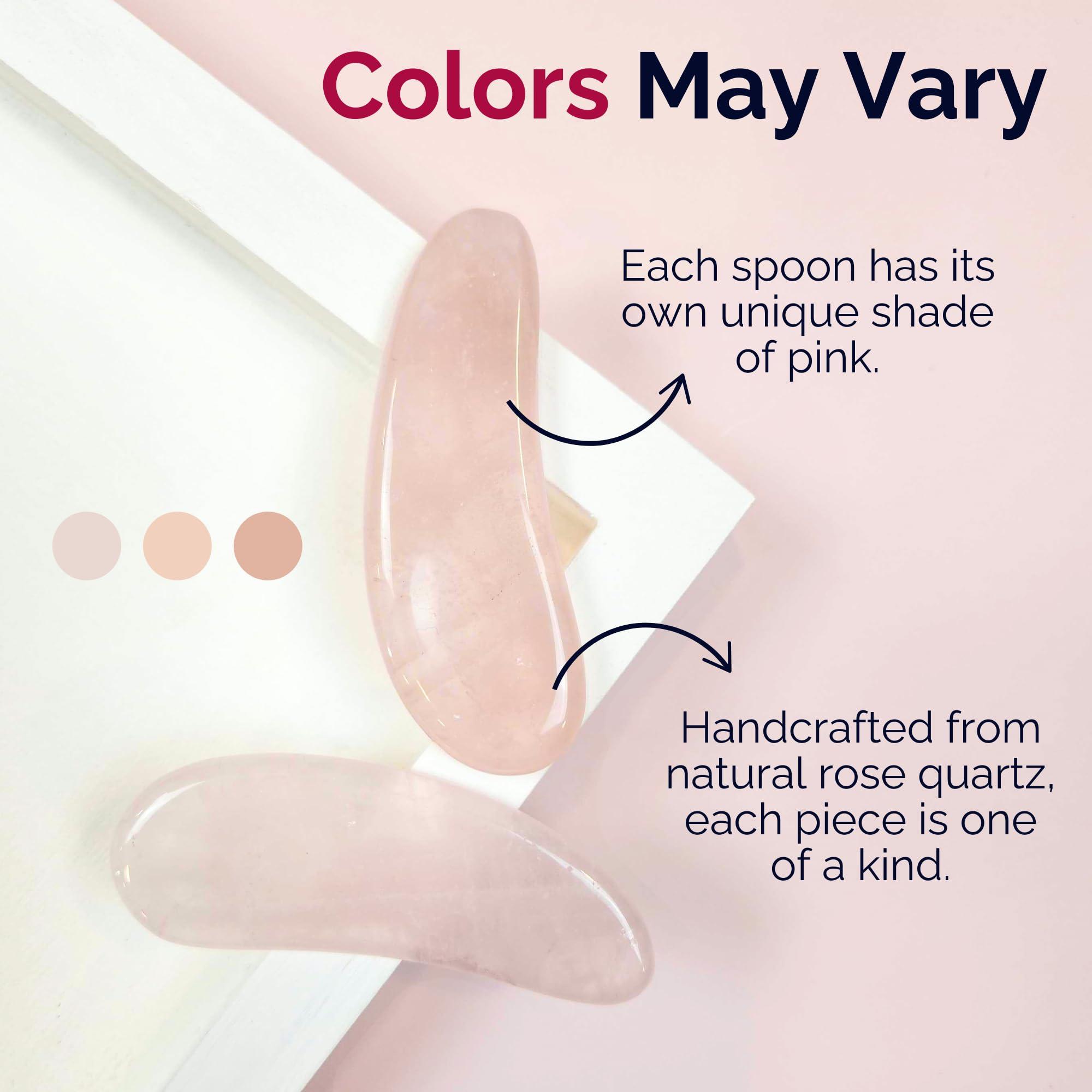 Noche Y Dia Noche Y Dia Rose Quartz Spoon 2-in-1 Beauty Tool: Spatula & Gua Sha for Face - Massager and Skincare Applicator for Creams, Serums, and Masks - 2 Pack