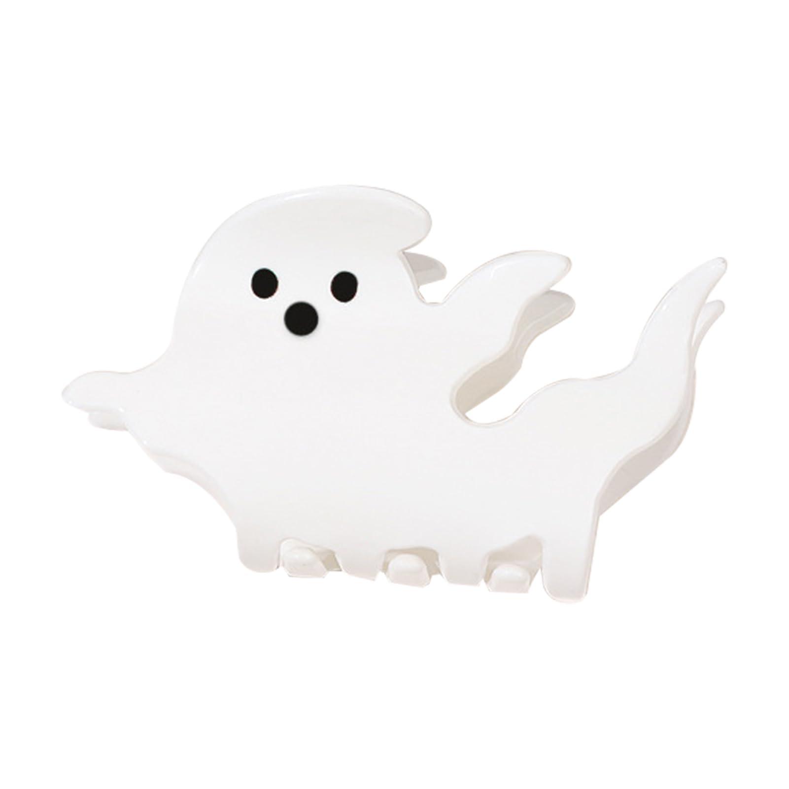 awakentti Halloween Hair Claw Clips, Cute Halloween Hair Accessories, Pumpkin Ghost Face Devil Halloween Hair Accessories for Hair Barrettes Clamps Halloween Fall Gift (white floating ghost)