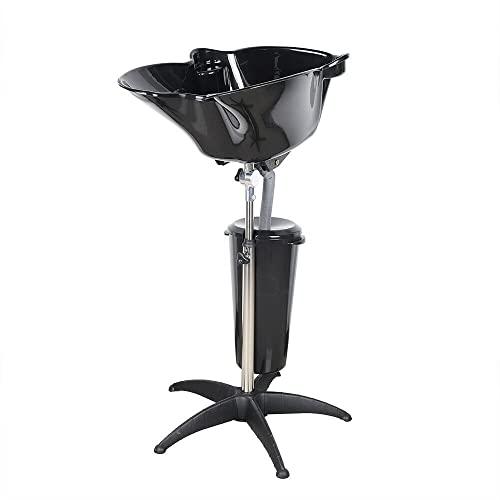 TouSuaRSi 10L Salon Sink Mobile Deep Shampoo Basin Sink Hairdressing Salon Basin Bowl Height-Adjustable Portable Sink Hair Treatment Bowl Portable Hair Washing Sink with Drain Hose (Black)