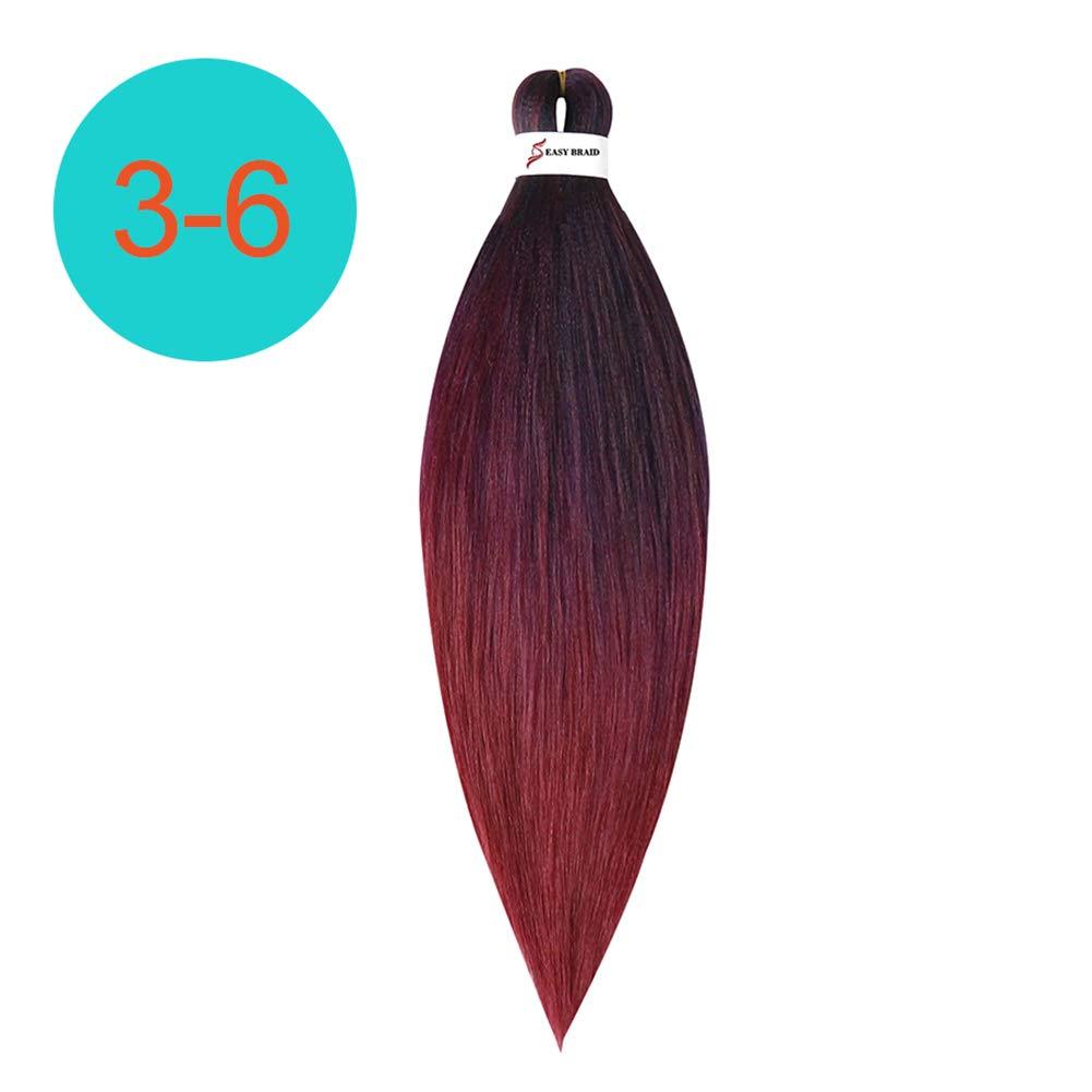 LesafeV Ombre Braiding Hair 6Pcs/Pack Crochet Extension Hair 26" Long Synthetic Yaki Brads Easy Jumbo Pre Stretched Hair Extension For Women 3-6#