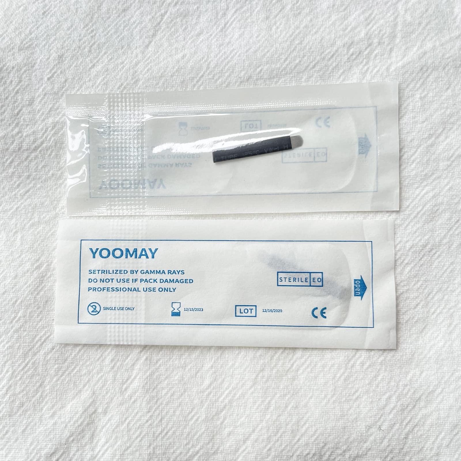 Yoomay Yoomay U16 50Pcs Disposable Microblading Needles with 0.18mm Diameter,Permanent Makeup Supplies Manual Eyebrow 16 Pins U Shape Shading Blades