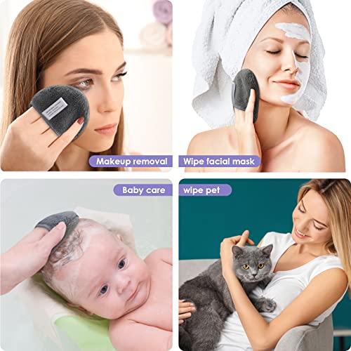 SUNLAND SUNLAND Reusable Makeup Remover Pads for Face,Eyes,Lips Microfiber Face Cleansing Gloves Washable Makeup Remover Cloth with Laundry Bag Rounds Pads