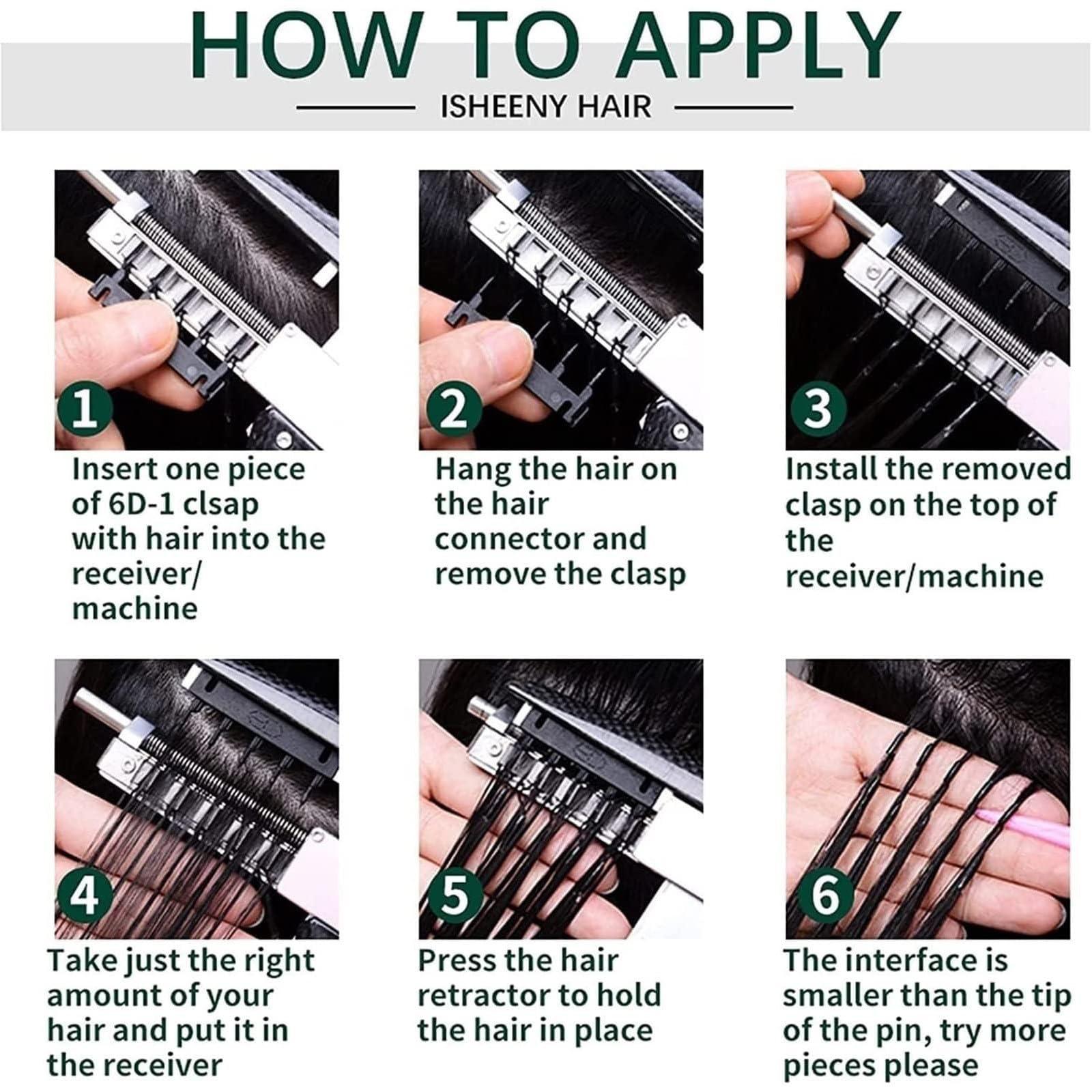 NYMFEA 6d Hair Extension Machine Kit/Hair Extension Gun Professional Equipment/5-Pin Invisible Seamless Hair Extension for Salon Human Hair