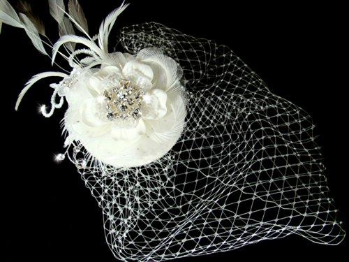 zynya Women's Bridal Hat and Bird Cage Wedding Veil - IVORY