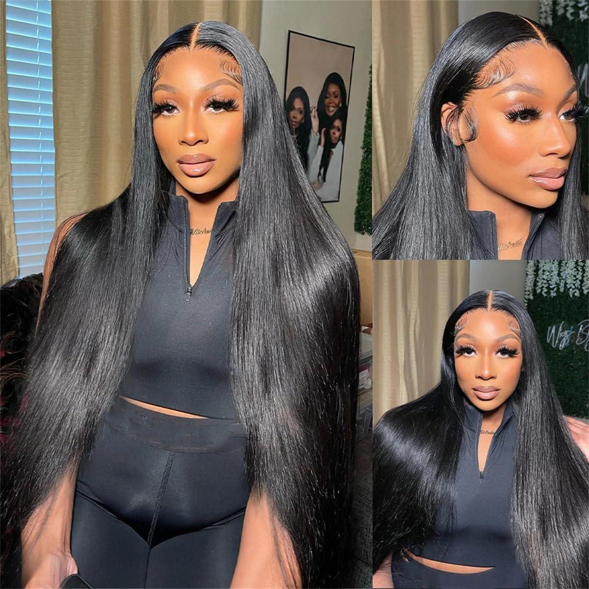 Human Lace Wig For Women 13X6 Human Hair Lace Frontal HD 40 Inch Straight Wigs 250 Density Remy Preplucked 13X4 Lace Front Wig For Women