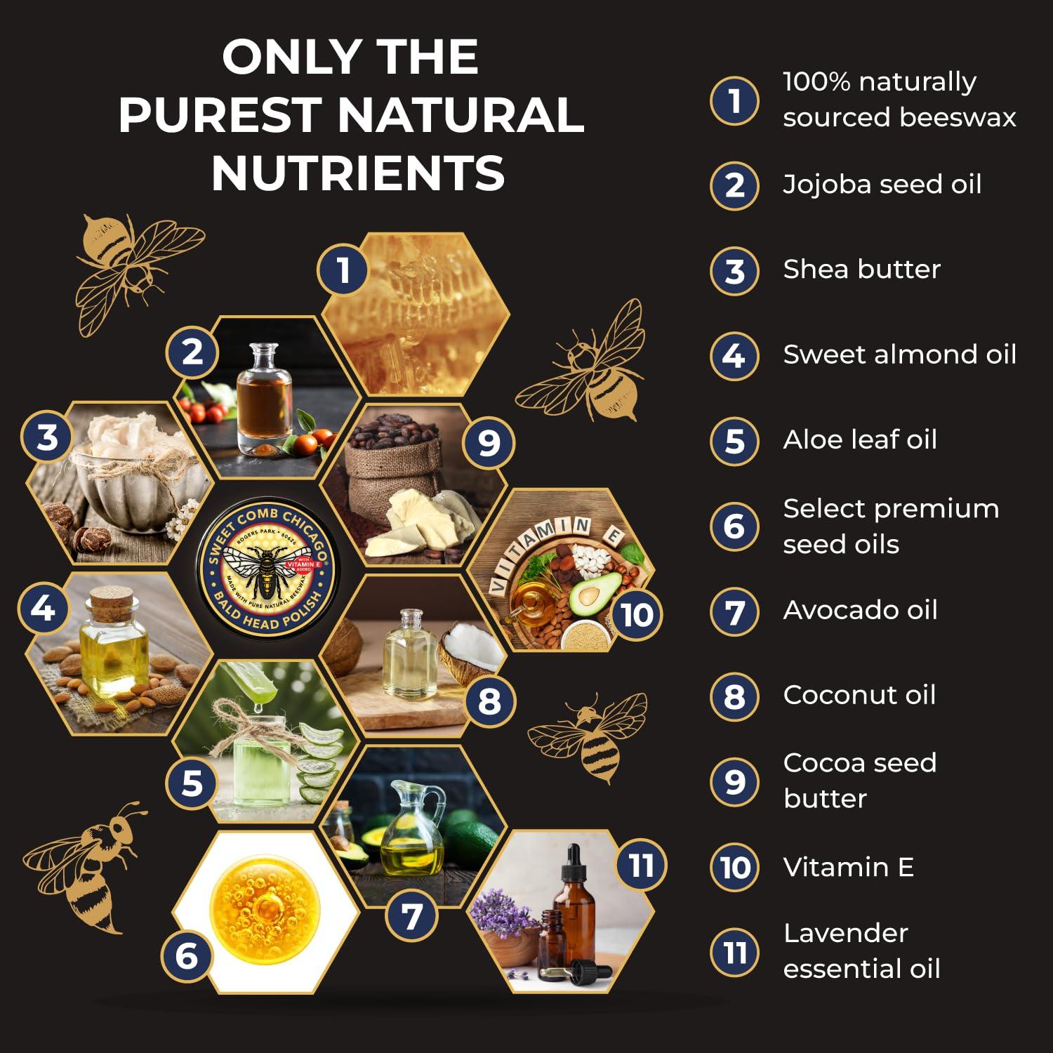 Sweet Comb Chicago Sweet Comb Chicago Bald Head Polish: Mens Aftershave Polish for Men, Waterproof Moisturizer for Bald Heads, Great for Father\'s Day, Christmas, Holiday, (2.0 oz) Travel Size