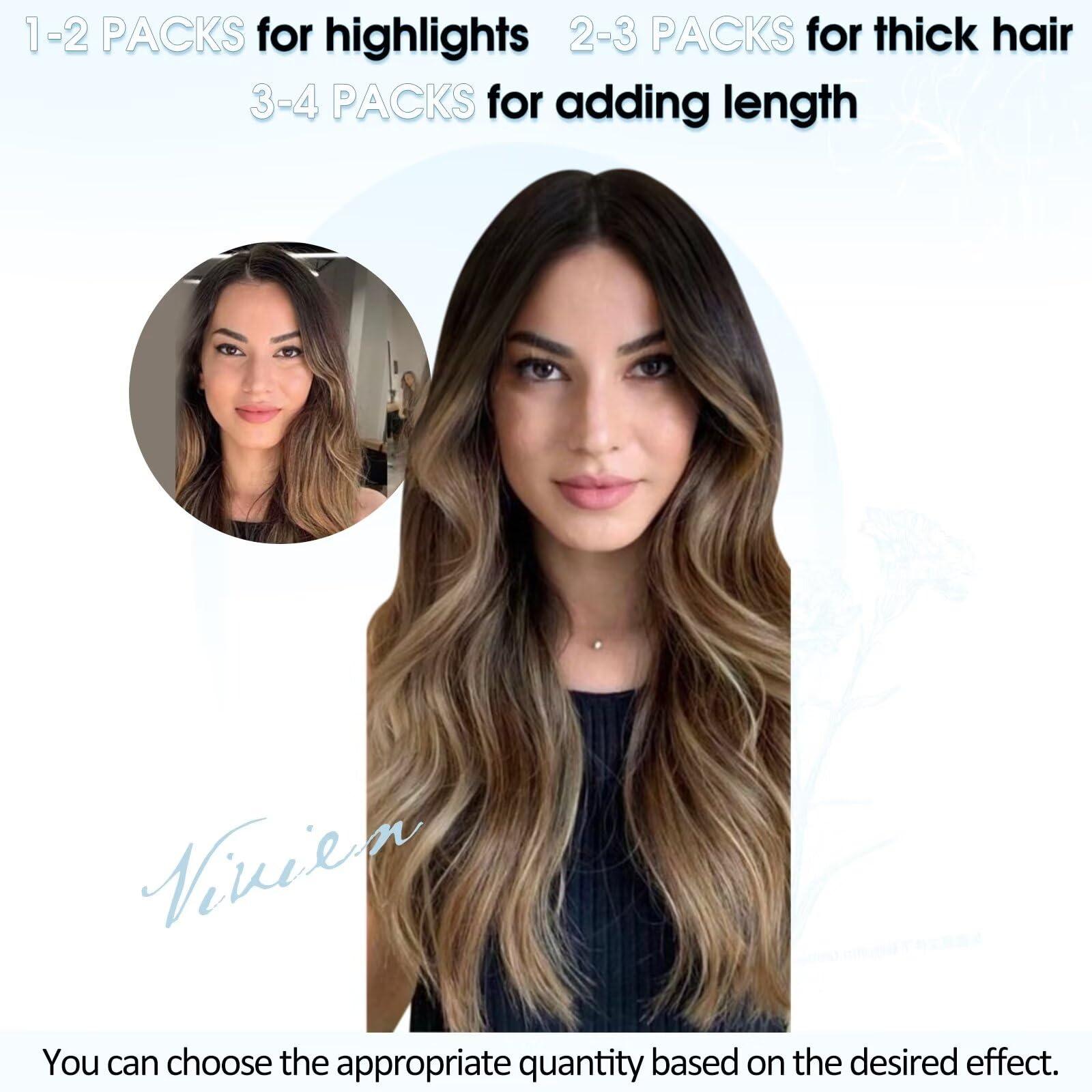 Vivien Vivien Micro Loop Hair Extensions Human Hair Ombre Micro Ring Hair Extensions Real Human Hair Natural Black to Brwon with Ash Blonde Micro Bead Human Hair Extensions 14 Inch 50G/50S
