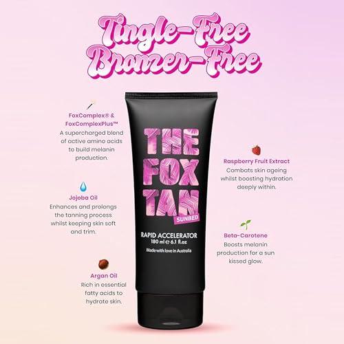 THE FOX TAN The Fox Tan Rapid Accelerator, Accelerator Lotion For Sunbed Tanning, Creates Darker, Faster & Long-Lasting Tans, Vegan & Cruelty-Free, 180mL