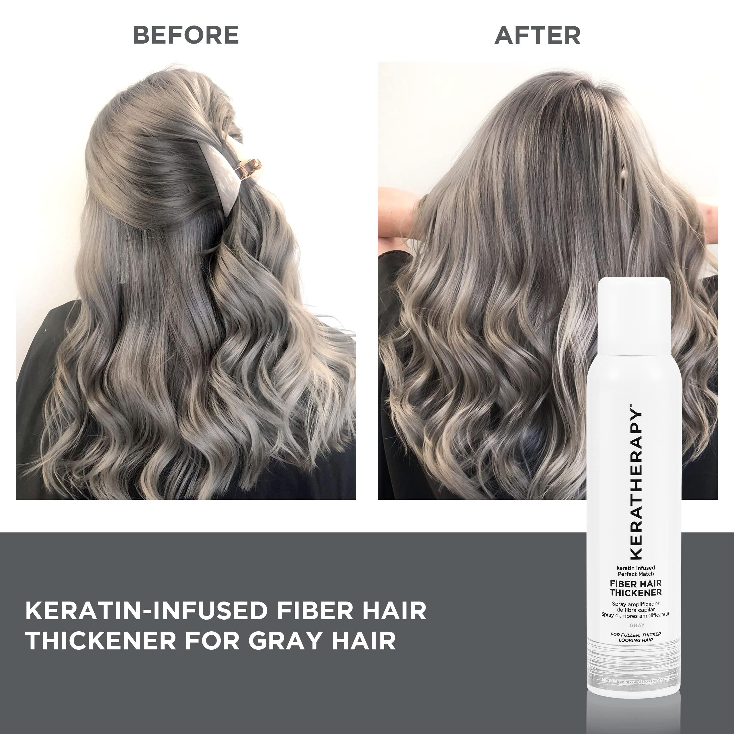KERATHERAPY Keratherapy Keratin Infused Perfect Match Fiber Hair Thickener Spray, Medium Brown, 4 fl. oz., 140 ml - Volumizing, Thickening, & Concealing Hairspray for Scalp Coverage, Roots & Thinning Areas