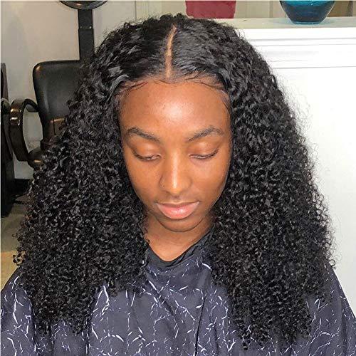 Nicewig Hair Short Afro Kinky Curly Full Lace Wigs Human Hair with Baby Hair for Black Women 4B 4C Deep Curly Glueless Lace Wig Brazilian Remy Hair for Women
