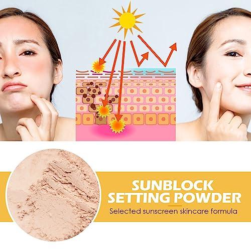 CORDYGLOW Sunscreen Setting Powder SPF 50 Loose Powder with Brush Natural Mineral Makeup Setting Powder Translucent 0.28 oz for All Skin-3PC