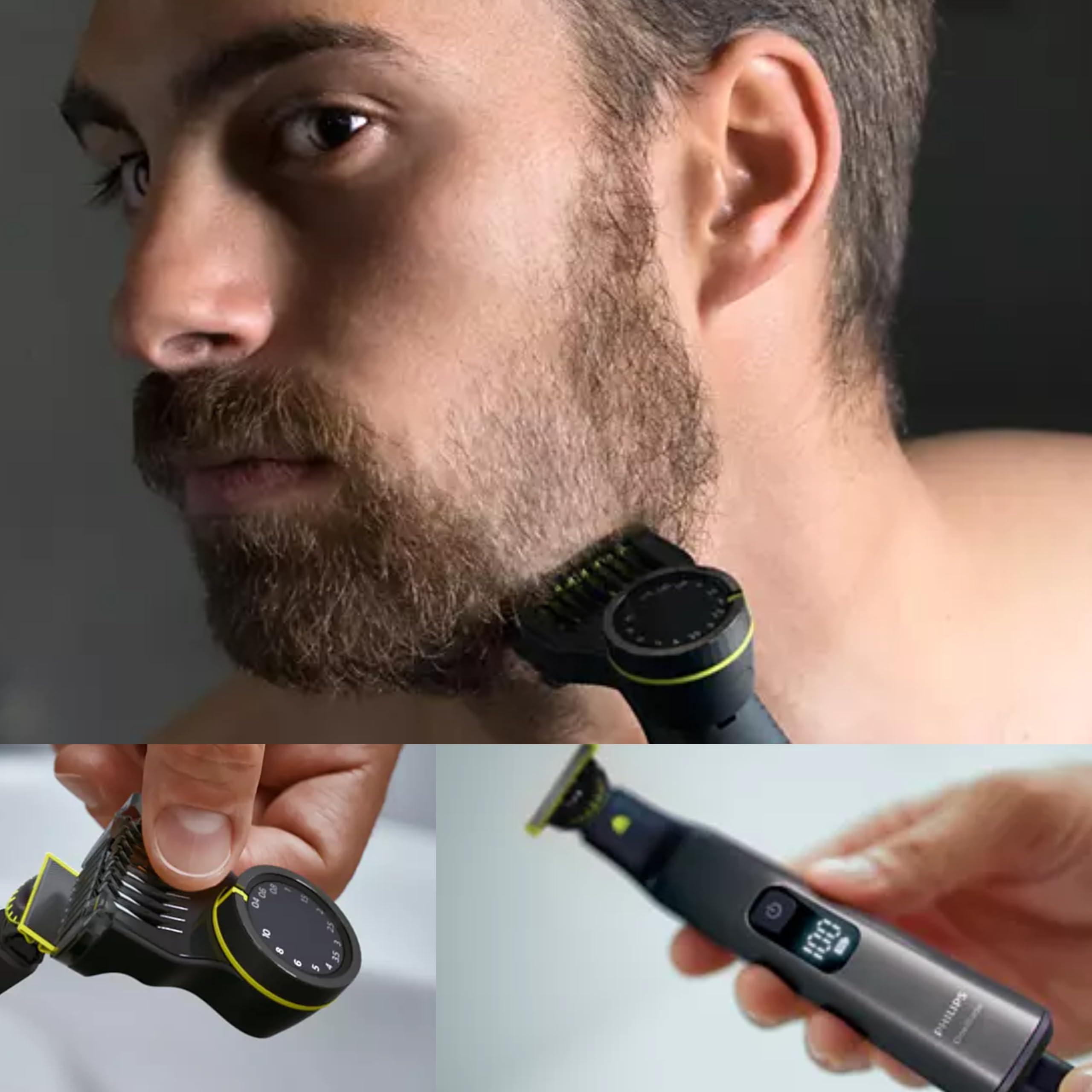 PHILIPS Philips Norelco OneBlade Pro Kit, Hybrid Electric Trimmer and Shaver with Charging Stand and Precision Comb, QP6550 + OneBlade Body Kit, 3 Pieces, QP610