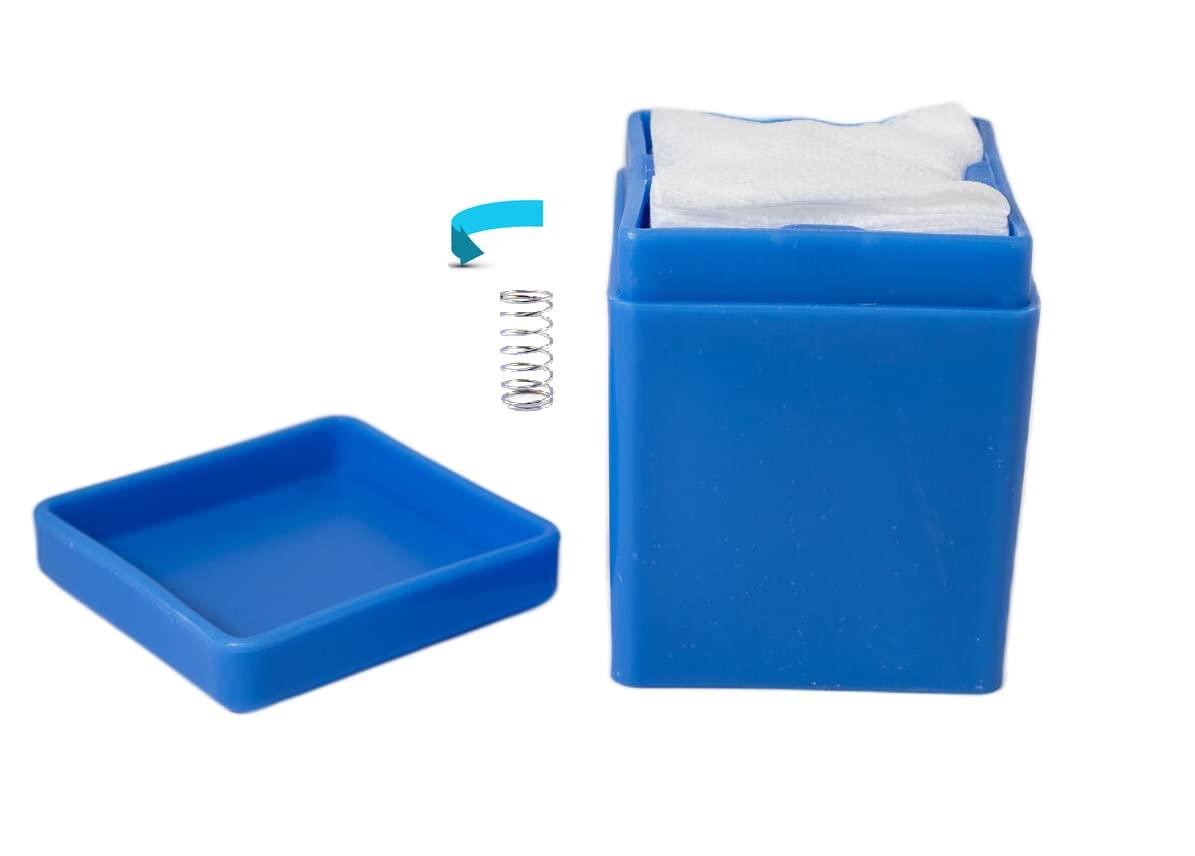 AmeriCan Goods AmeriCan Goods Dental Gauze Sponge Dispenser with Spring Comfprtable for Dental Sponges, Dental Gauze & Nail Wipes Dispenser 2\"x 2\" White (Blue)