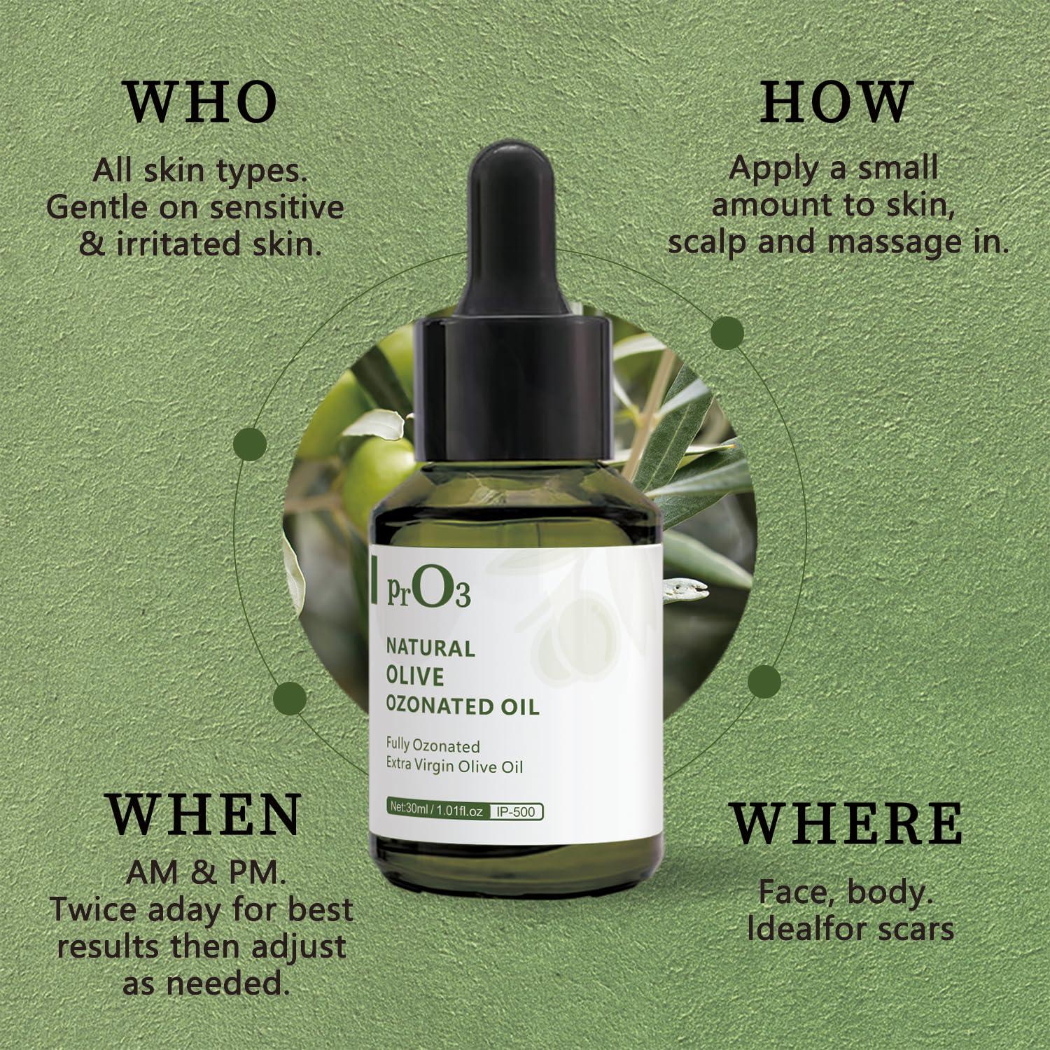 PrO3 PrO3 Fully Ozoneted Olive Oil-100% Pure Ozone Oil-1 OZ-Glass Dropper Bottle-Organic Natural for Skin Care Essence Oil- Rich in Reactive Oxygen.