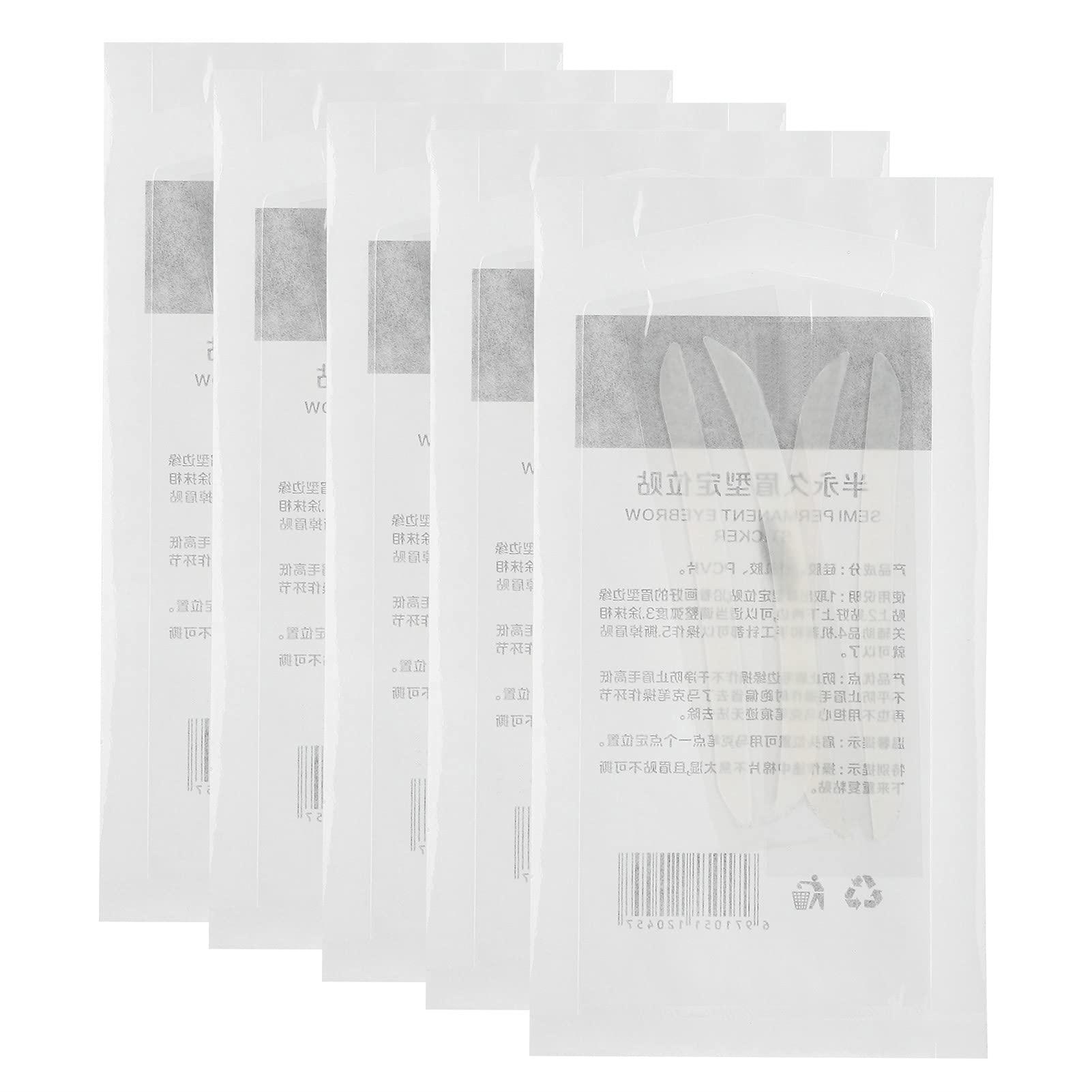 Dioche 5 Pairs Eyebrow Stencil Shaper Sticker, Eyebrow Stamp and Eyebrow Stencil Kit, Eyebrow Shaping Microblading Disposable Adhesive Eyebrow Stencils, Eyebrow Stamp