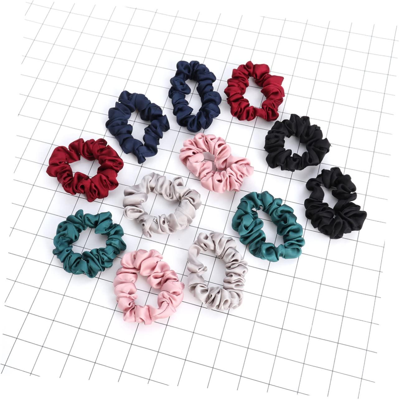 TOVINANNA 12pcs Girl Hair Scrunchy Hair Bands Hair Bands for Womens Hair Scrunchies for Hair Ribbons Satin Hair Scrunchies Satin Hair Tie Hair Bow Ponytail Holder Scrunchies for Women TOVINANNA