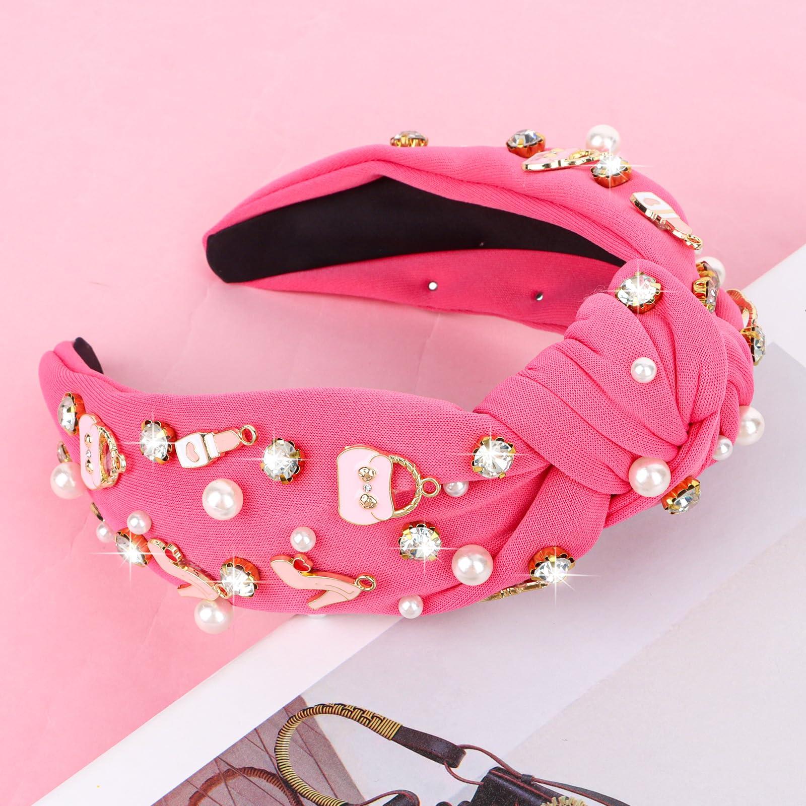 Casoty Casoty Hot Pink Knotted Headband for Women, Top Knot Headbands, Headband for Women, Head Bands for Women's Hair, Hair Accessories for Daily Wear