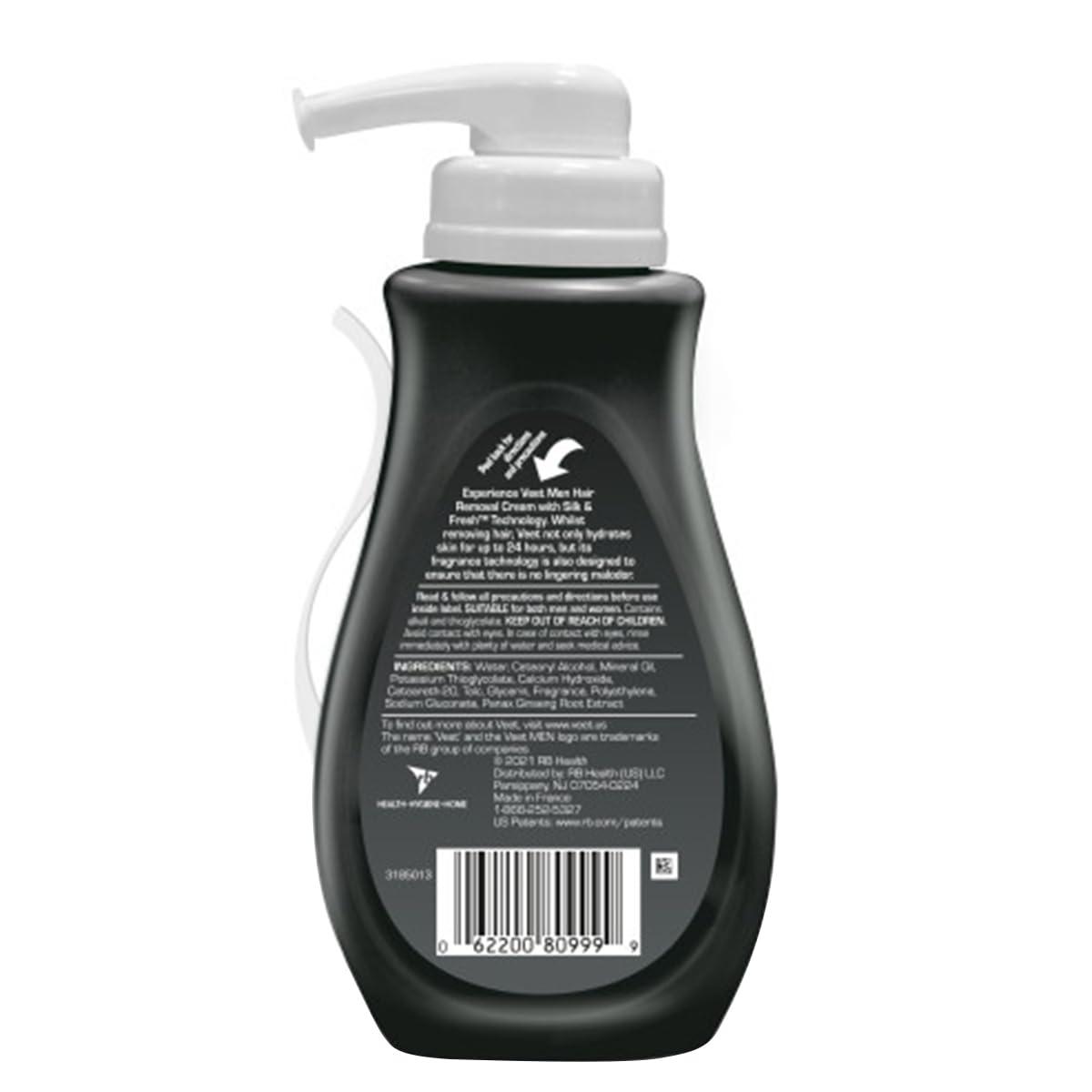 Veet Veet Sensitive Skin Dermatologically Tested 13.5 Fl Oz. 5 Min Men\'s Hair Removal Gel Cream with Spatula For Body, Chest & Back (2 Pack)