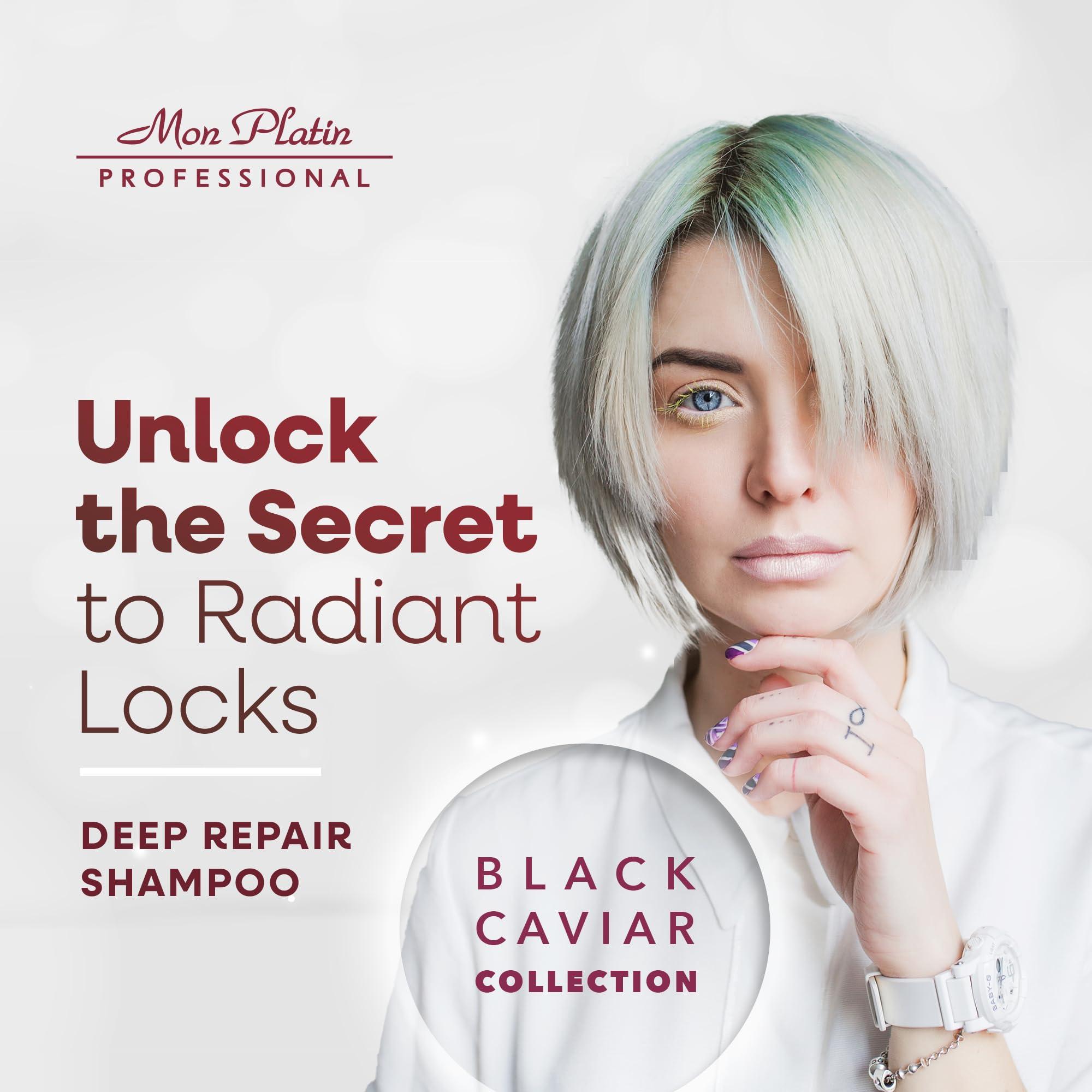 Mon Platin Professional Mon Platin Total Repair Shampoo for Dry and Damaged Hair, Paraben-Free, Color Safe Shampoo for Enhanced Shine and Protection, Enriched with Black Caviar for Dry Colored Hair, 250ml