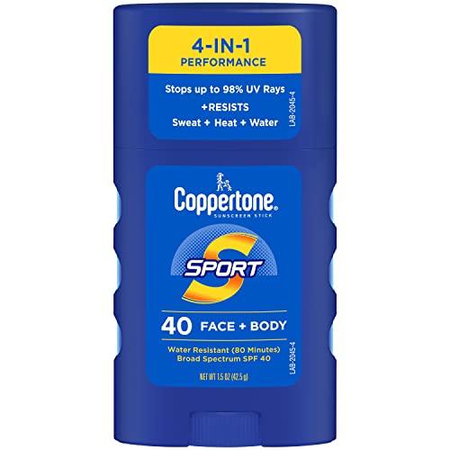 Coppertone Coppertone Sport Sunscreen Spray SPF 50 (5.5 Oz) + Sport Sunscreen Stick SPF 40 for Body and Face (1.5 Oz), Water Resistant