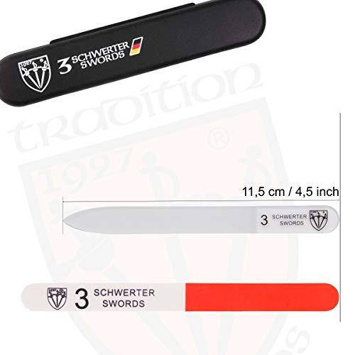 3 Swords Germany 3 Swords Germany - Brand Quality Clear Double Sided Glass Nail File for Women & Girls, Perfect for Natural Fake Gel Artificial Acrylic fingernail, incl. Nail Buffer & Tube case for Travel (313)